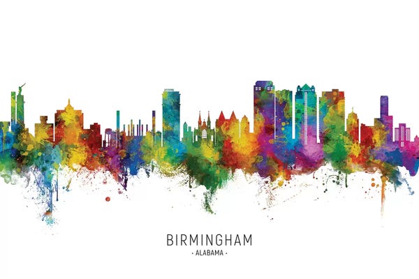 Michael Tompsett: Birmingham Alabama Skyline City Name by Michael Tompsett