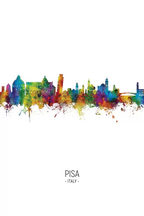 Pisa Italy Skyline Portrait by Michael Tompsett wall art