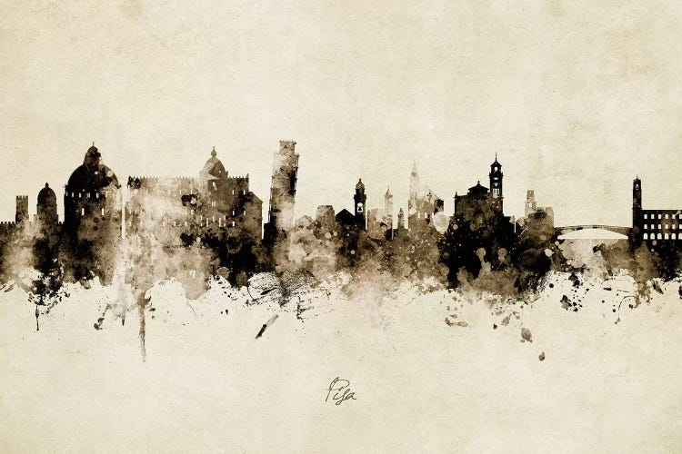 Pisa Italy Skyline Vintage by Michael Tompsett wall art