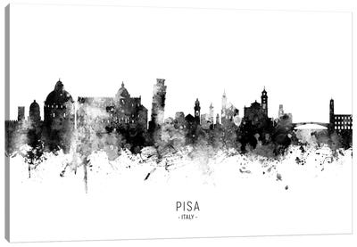 Pisa Italy Skyline Name In Black And White Canvas Art Print - Pisa