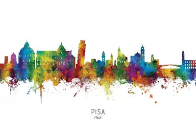 Pisa Italy Skyline City Name by Michael Tompsett multi panel art