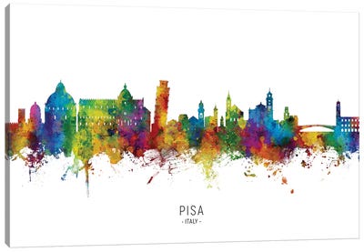 Pisa Italy Skyline City Name Canvas Art Print - Pisa