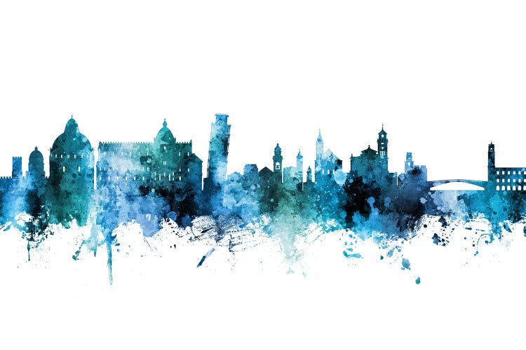 Pisa Italy Skyline Blue Teal by Michael Tompsett wall art