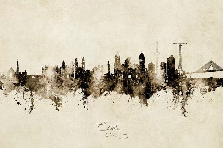Cadiz Spain Skyline Vintage by Michael Tompsett wall art