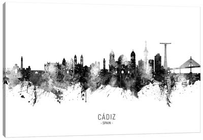 Cadiz Spain Skyline Name Bw Canvas Art Print
