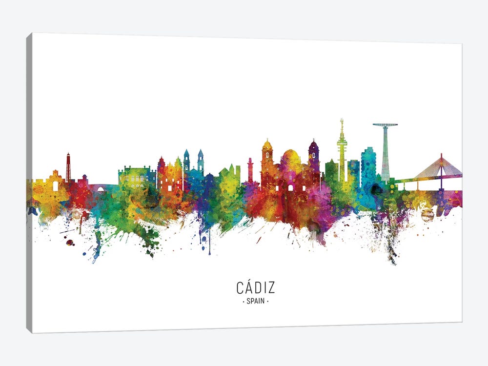 Cadiz Spain Skyline City Name by Michael Tompsett 1-piece Canvas Wall Art