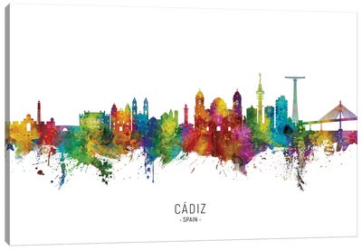 Cadiz Spain Skyline City Name Canvas Art Print