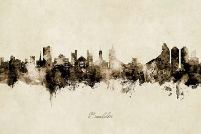 Boulder Colorado Skyline Vintage by Michael Tompsett art print