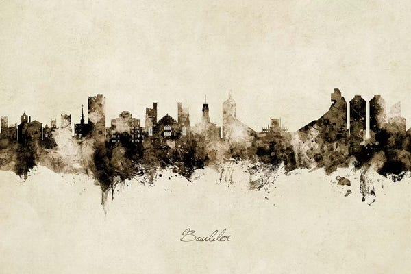 Boulder: Boulder Colorado Skyline Vintage by Michael Tompsett