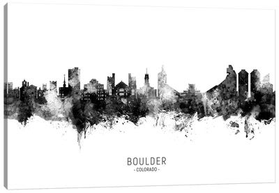 Boulder Colorado Skyline Name In Black And White Canvas Art Print