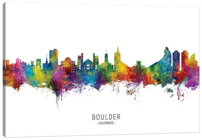 Boulder Colorado Skyline City Name Canvas Art Print