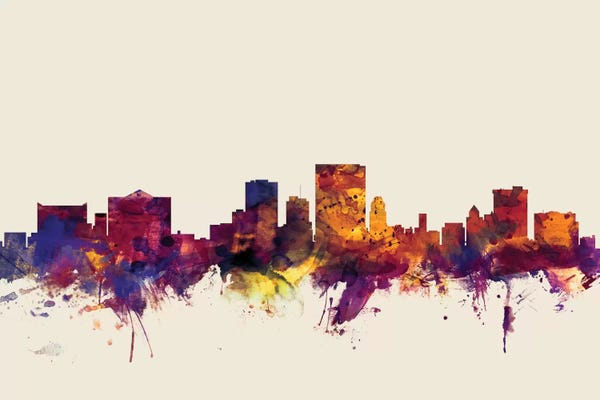 El Paso: El Paso, Texas, USA On Beige by Michael Tompsett