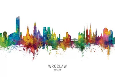Wroclaw Poland Skyline City Name by Michael Tompsett multi panel art