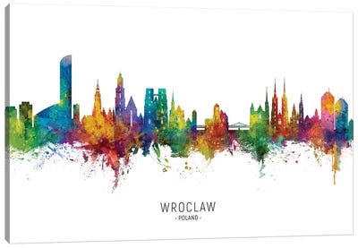 Wroclaw Poland Skyline City Name Canvas Art Print - Poland