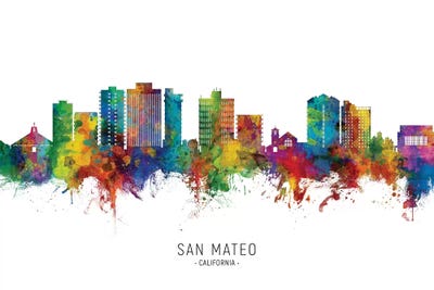 San Mateo California Skyline City Name by Michael Tompsett canvas print