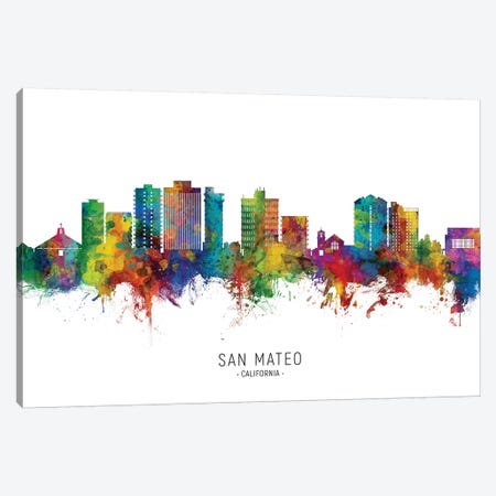 San Mateo California Skyline City Name Canvas Print #MTO2656} by Michael Tompsett Canvas Artwork