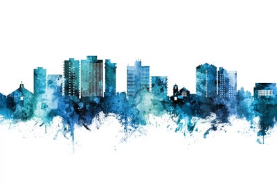 San Mateo California Skyline Blue Teal by Michael Tompsett canvas print