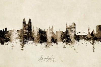 Magdeburg Deutschland Skyline Vintage by Michael Tompsett canvas print