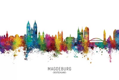 Magdeburg Deutschland Skyline City Name by Michael Tompsett canvas print