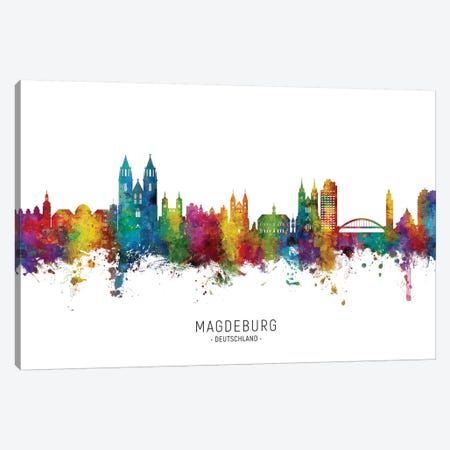 Magdeburg Deutschland Skyline City Name Canvas Print #MTO2661} by Michael Tompsett Canvas Art