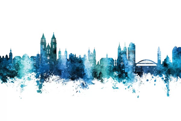 Magdeburg Deutschland Skyline Blue Teal