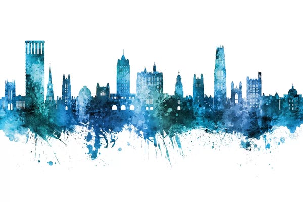 Connecticut: New Haven Connecticut Skyline Blue Teal by Michael Tompsett