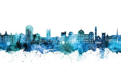 Vassar Poughkeepsie New York Skyline Blue Teal by Michael Tompsett canvas print