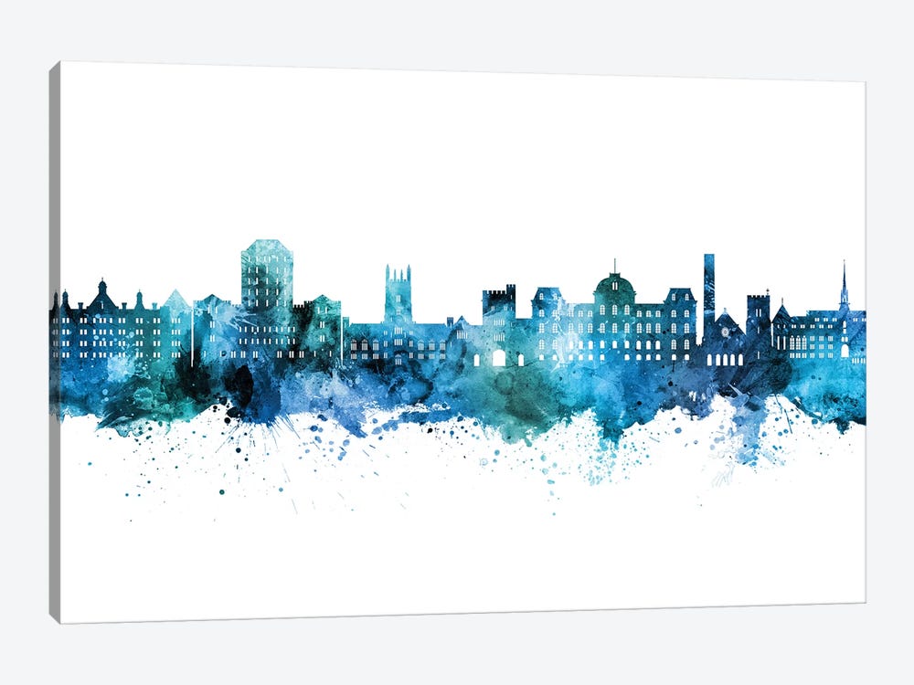 Vassar Poughkeepsie New York Skyline Blue Teal by Michael Tompsett 1-piece Canvas Artwork