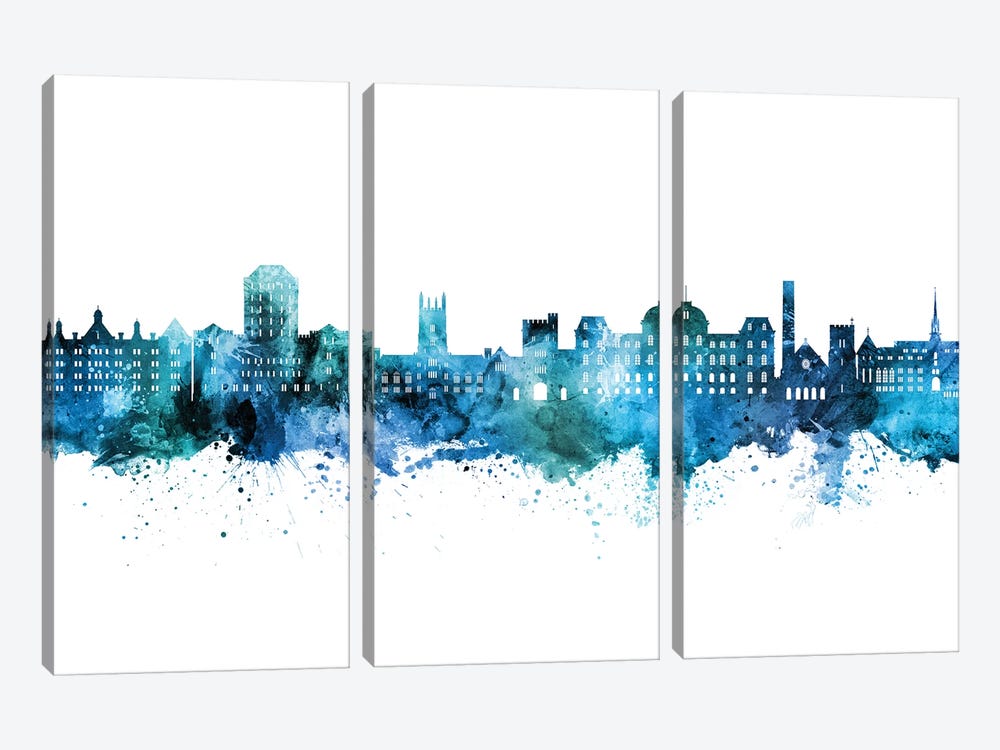 Vassar Poughkeepsie New York Skyline Blue Teal by Michael Tompsett 3-piece Canvas Artwork