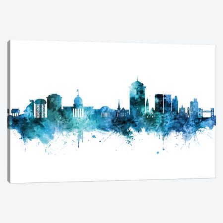 Montgomery Alabama Skyline Blue Teal Canvas Print #MTO2669} by Michael Tompsett Canvas Art