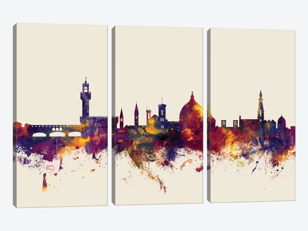 Florence, Italy On Beige by Michael Tompsett 3-piece Canvas Art