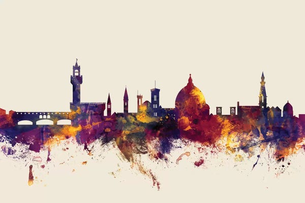 Florence: Florence, Italy On Beige by Michael Tompsett