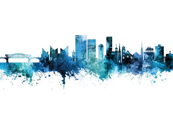 Michael Tompsett: Chattanooga Tennessee Skyline Blue Teal by Michael Tompsett