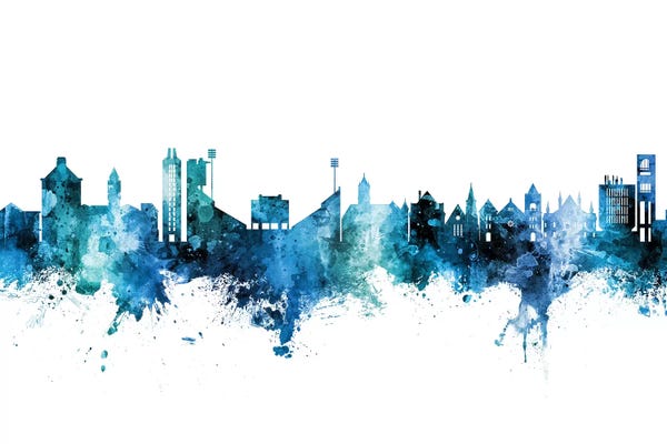 Lawrence Kansas Skyline Blue Teal