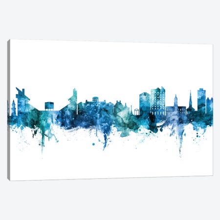 Athens Georgia Skyline Blue Teal Canvas Print #MTO2675} by Michael Tompsett Canvas Wall Art