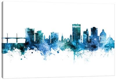 Asheville Skyline Blue Teal Canvas Art Print