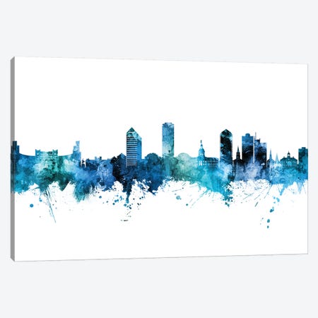 Tallahassee Florida Skyline Blue Teal Canvas Print #MTO2677} by Michael Tompsett Canvas Wall Art