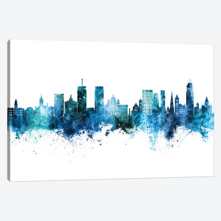 Syracuse New York Skyline Blue Teal Canvas Print #MTO2678} by Michael Tompsett Canvas Print