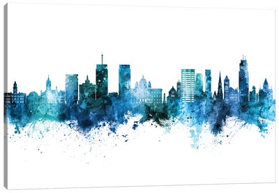 Syracuse New York Skyline Blue Teal Canvas Art Print