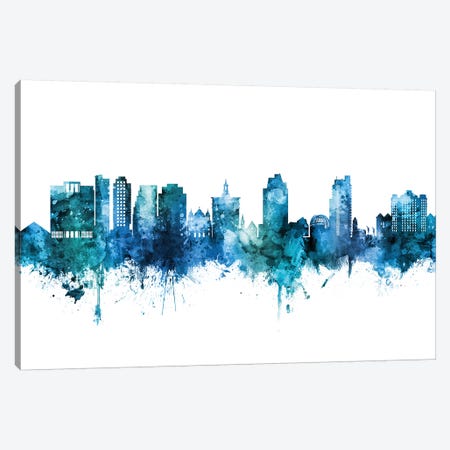 San Jose California Skyline Blue Teal Canvas Print #MTO2679} by Michael Tompsett Canvas Art Print