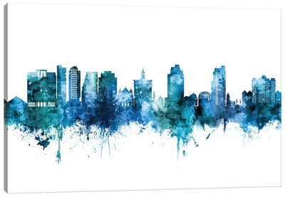 San Jose California Skyline Blue Teal Canvas Art Print - San Jose Art
