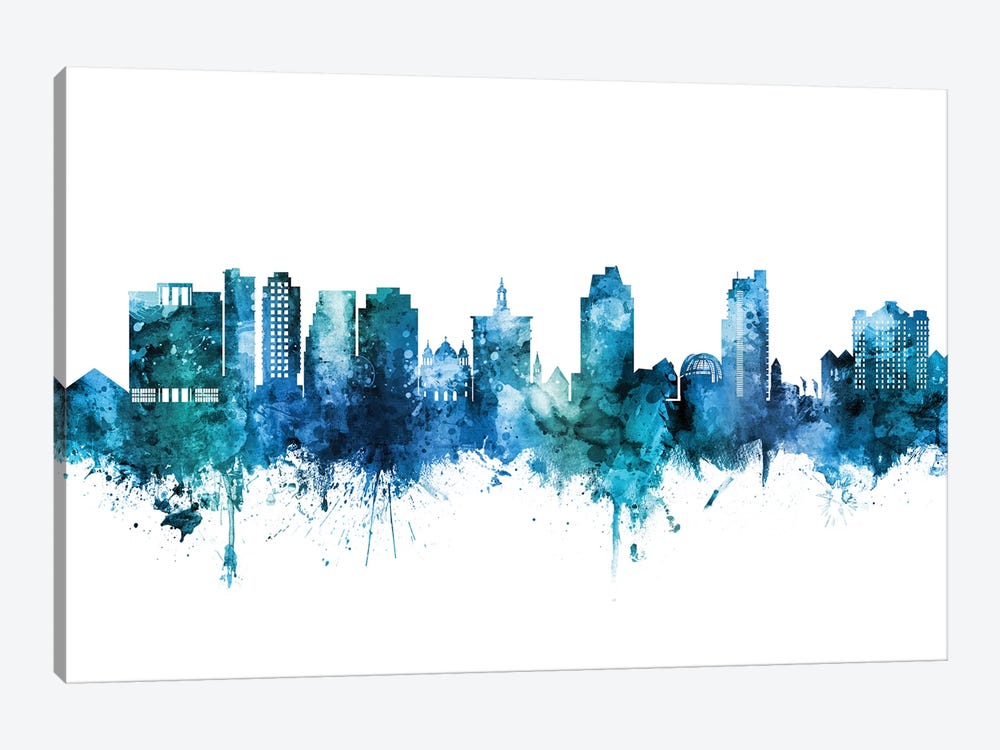 San Jose California Skyline Blue Teal by Michael Tompsett 1-piece Art Print