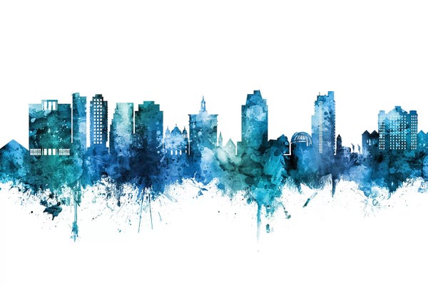 San Jose: San Jose California Skyline Blue Teal by Michael Tompsett