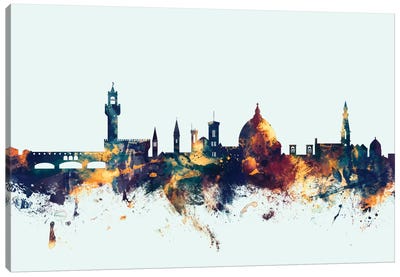 Florence, Italy On Blue Canvas Art Print - Florence