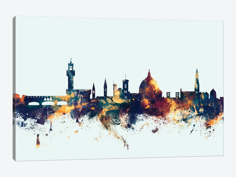 Florence, Italy On Blue by Michael Tompsett 1-piece Canvas Art Print