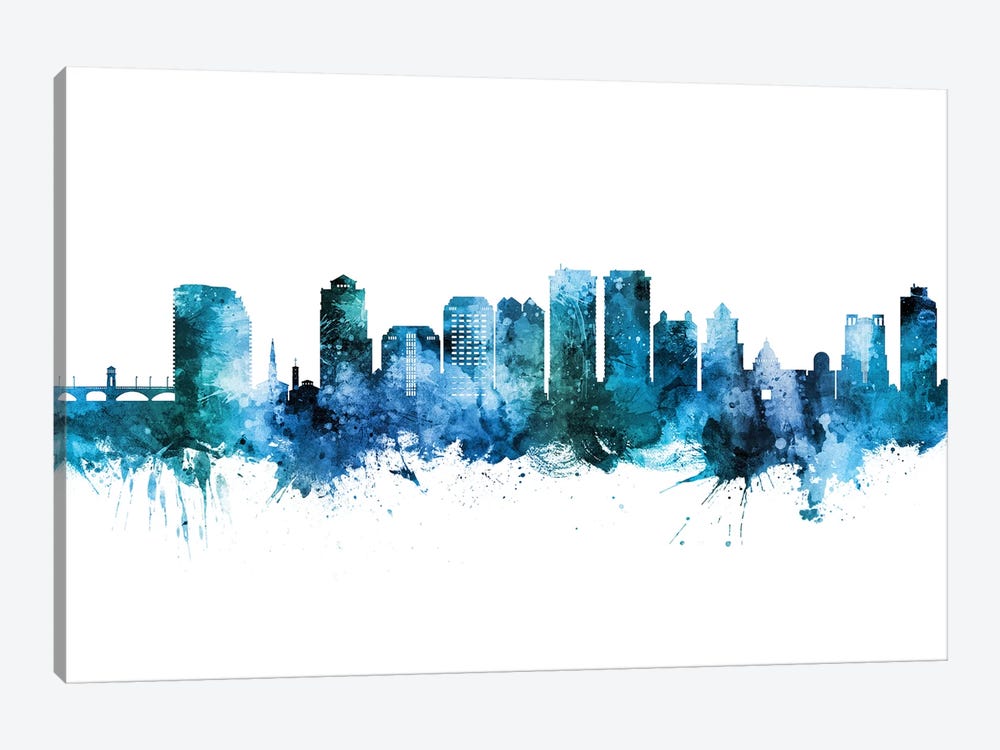 West Palm Beach Skyline Blue Teal by Michael Tompsett 1-piece Art Print