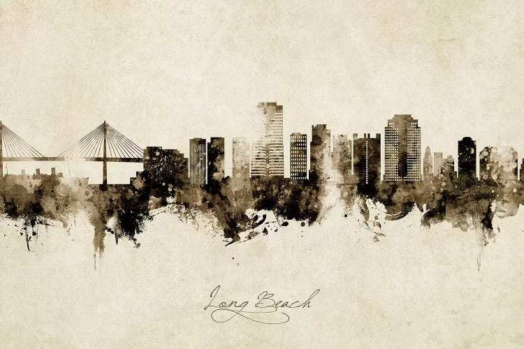 Long Beach California Skyline Vintage