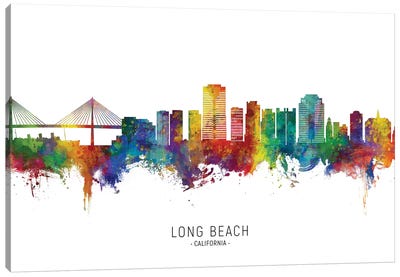 Long Beach California Skyline City Name Canvas Art Print