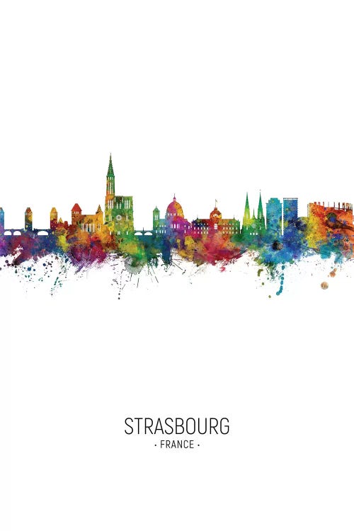Strasbourg France Skyline Portrait by Michael Tompsett wall art