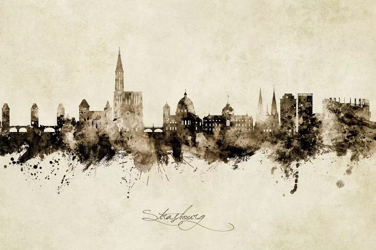 Strasbourg France Skyline Vintage